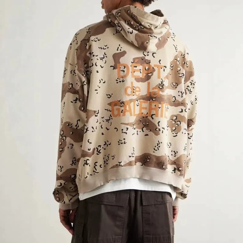 European and American cross-border camouflage hoodie Gallery Dept washed vintage loose drop-shoulder hoodie unisex