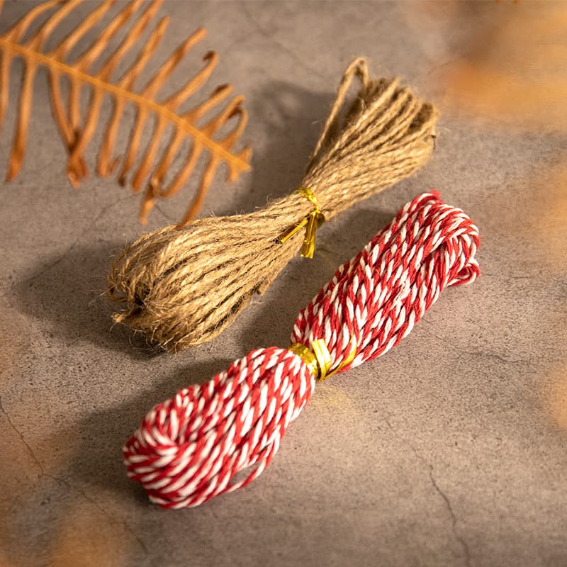 10m Red and White Cotton Rope Gift Packaging Tag Hanging Rope Christmas DIY Handmade Weaving Retro Decorative Hemp Rope