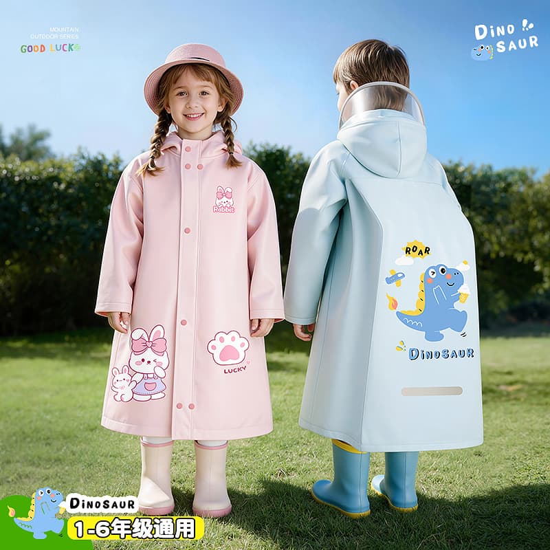 Kids Raincoat for Girls Boys, Heavy Rain Protection, School Rain Suit with Backpack Cover for Students