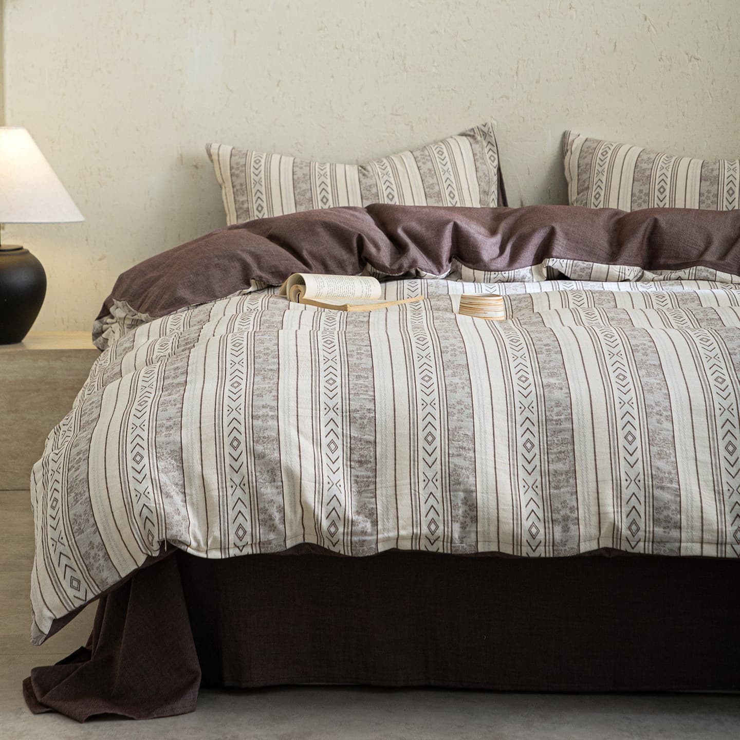 Nordic retro cotton four-piece set cotton and linen yarn-dyed washed jacquard quilt cover sheet bed sheet new spring and summer bedding