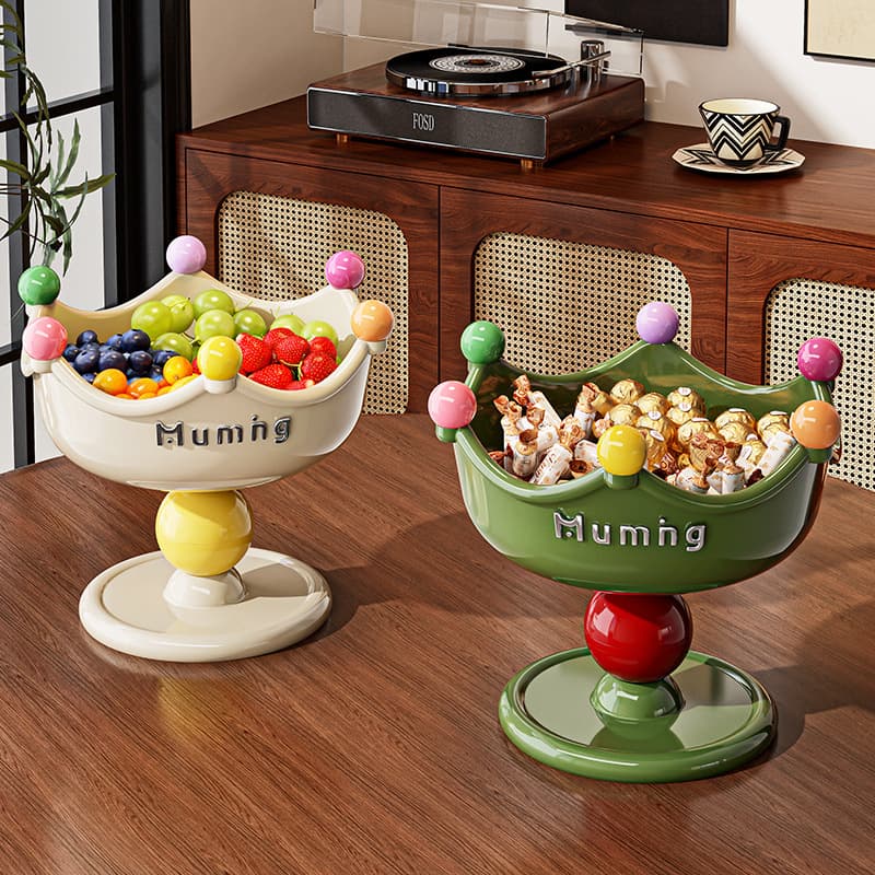 Dopamine Candy Tray Living Room Coffee Table Home Fruit Tray Cartoon Front Desk Snack Tray Draining High-Foot Fruit Bowl Decoration