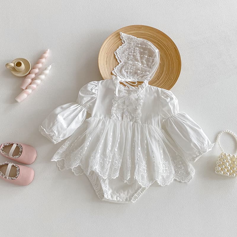 2026 Korean Version New Autumn Infant Lace Romper Dress, Princess-Style Baby Girl Triangle Crawling Suit