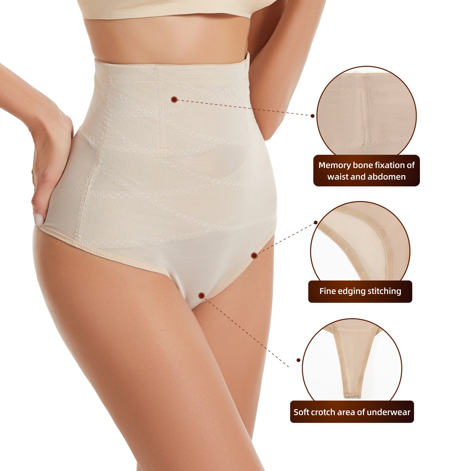 Cross-border European and American Plus Size High-Waist Tummy Control Panty Shapewear Butt Lifting Thong Postpartum Body Shaping Underwear