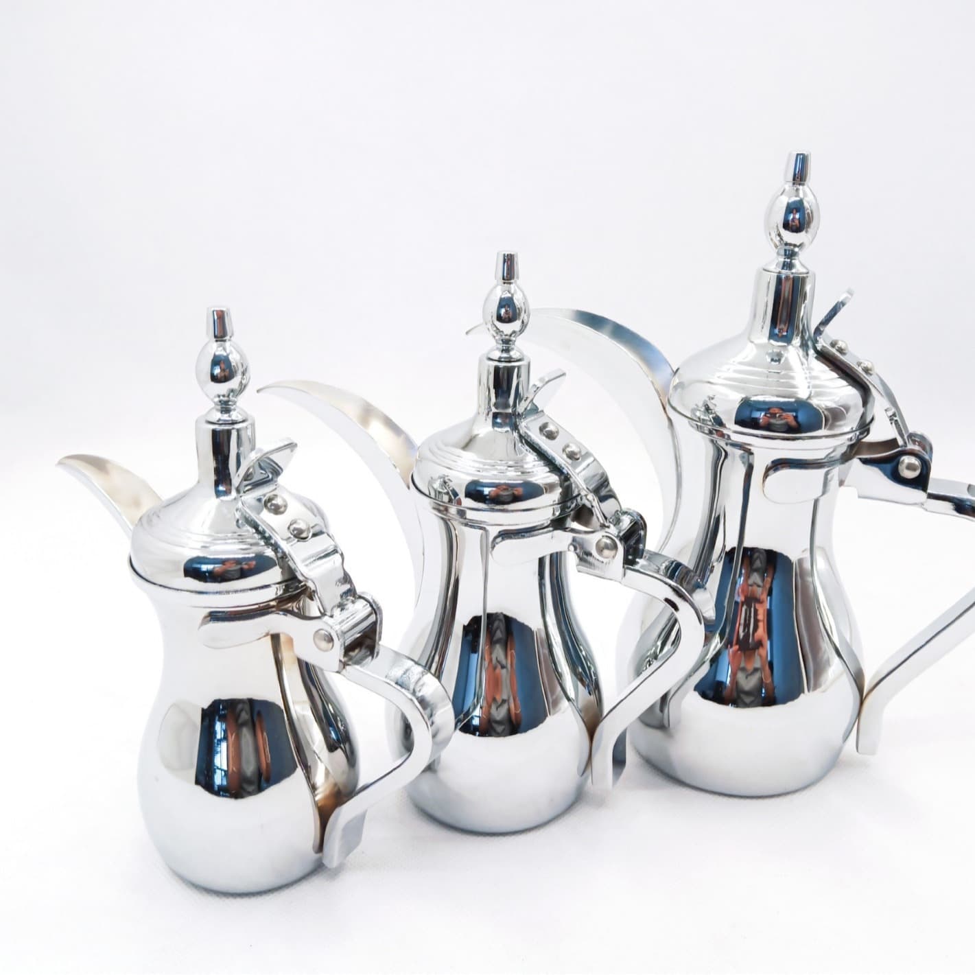Factory Wholesale Export Stainless Steel Arabic Coffee Pot Middle East Gold Silver Coffee Pot Water Kettle Dallah