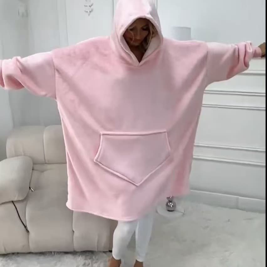 New Style Lazy Pullover Pajamas for Women, Warm Clothing, Lamb Fleece Hug-Style Hoodie, TV Manufacturer's Cold-Proof Long Coat