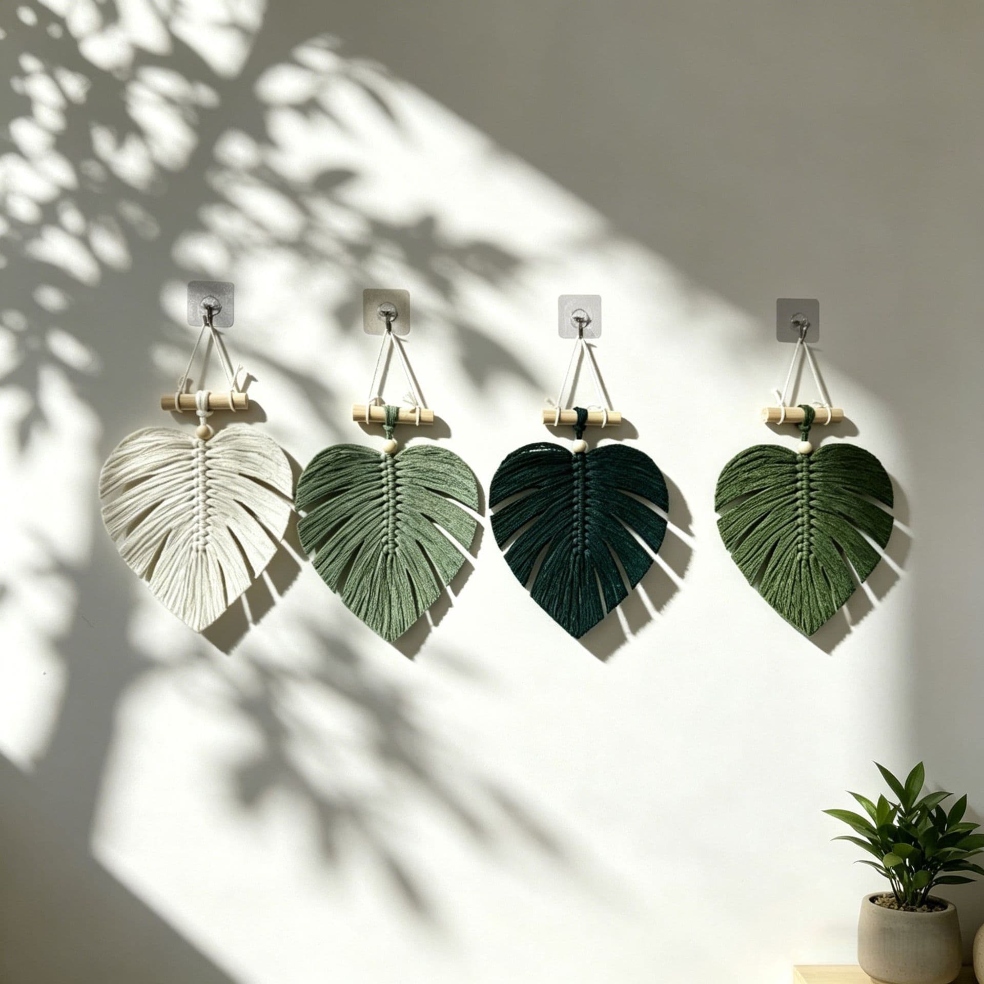 New Bohemian Handwoven Faux Monstera Leaves Tapestry Wall Hanging Decor
