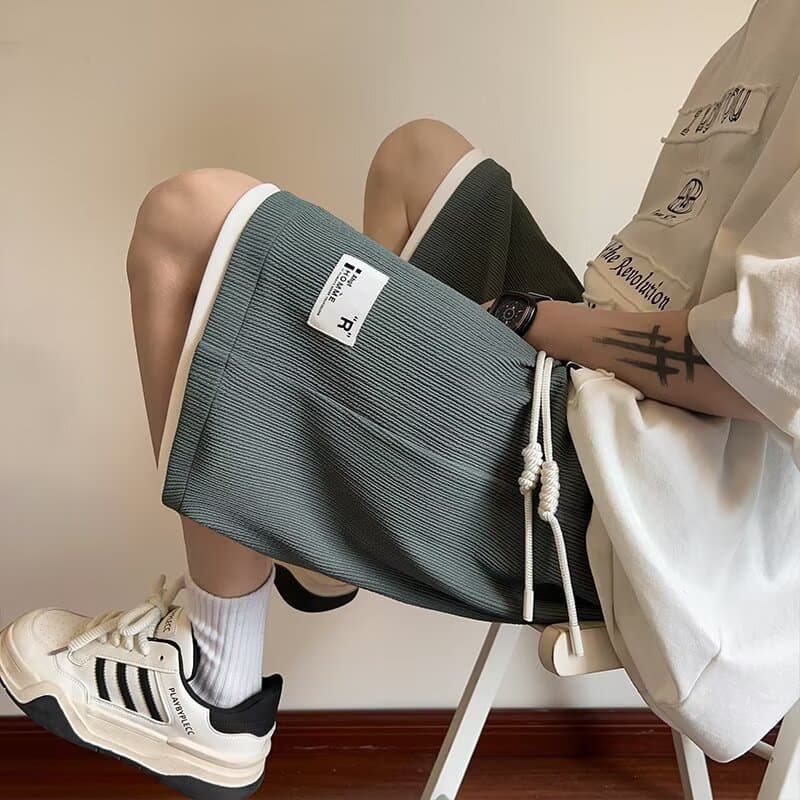Faux Two-Layer Design Shorts for Men Summer West Coast Running Pants College Student Outfit Vintage Bermuda Shorts