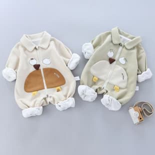 Spring/Autumn Angry Birds Double-Zip Turn-Down Collar Baby Romper, Stylish and Cute Infant Double-Layer Bodysuit for Boys and Girls