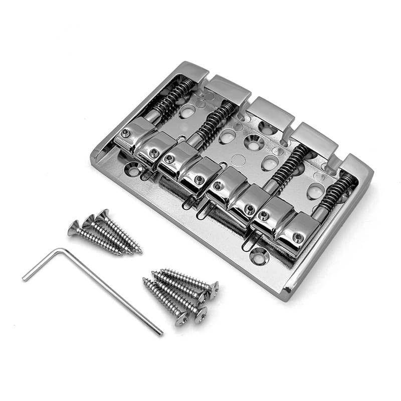 4-String Bass Bridge 84.5x58mm Top-Loading/String-Through 19mm String Spacing Fixed Bass Bridge