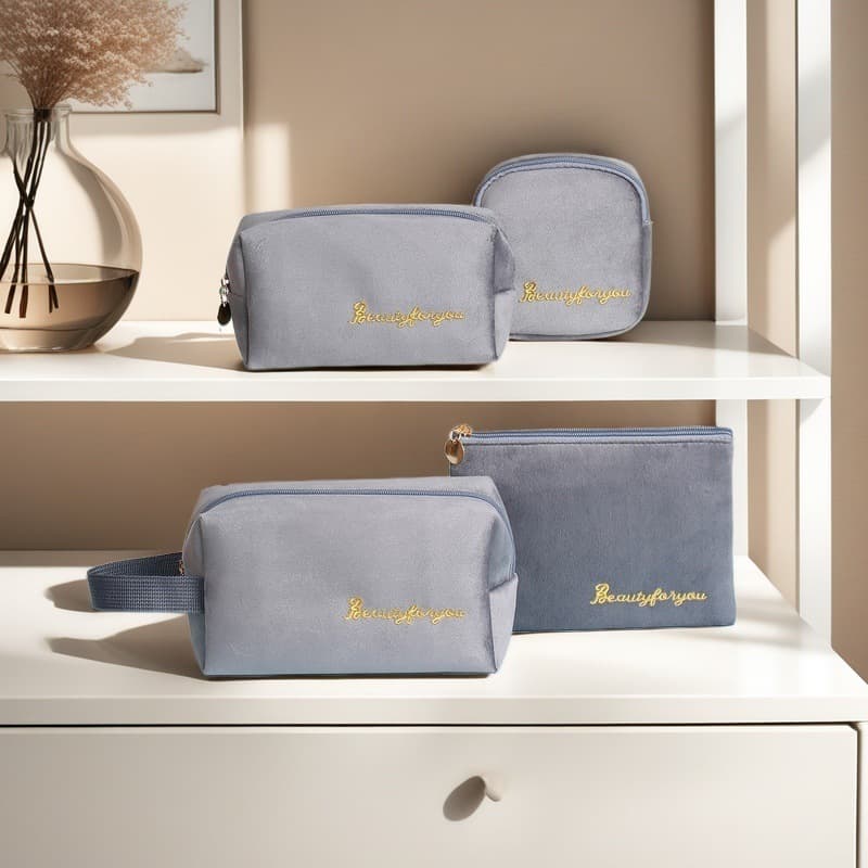 Custom Logo Travel Cosmetic Organizer Bag Portable Letter Embroidery Lipstick Essential Oil Storage Bag for Women