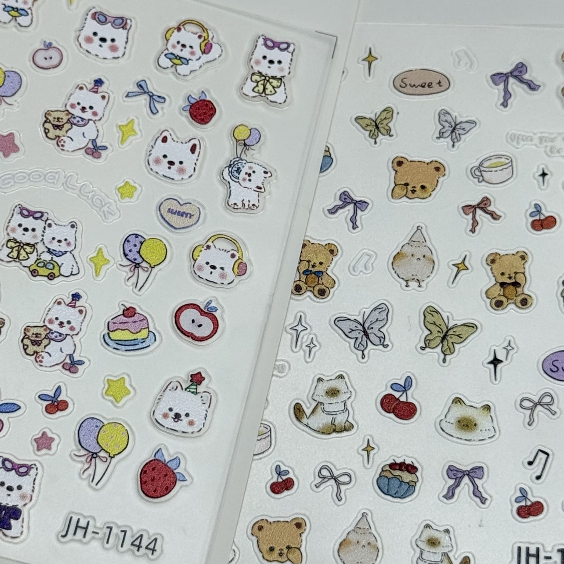 Bear New Colorful Stereo Nail Art Stickers Cute Butterfly Cherry Stars DIY Mobile Phone Water Cup Nail Stickers