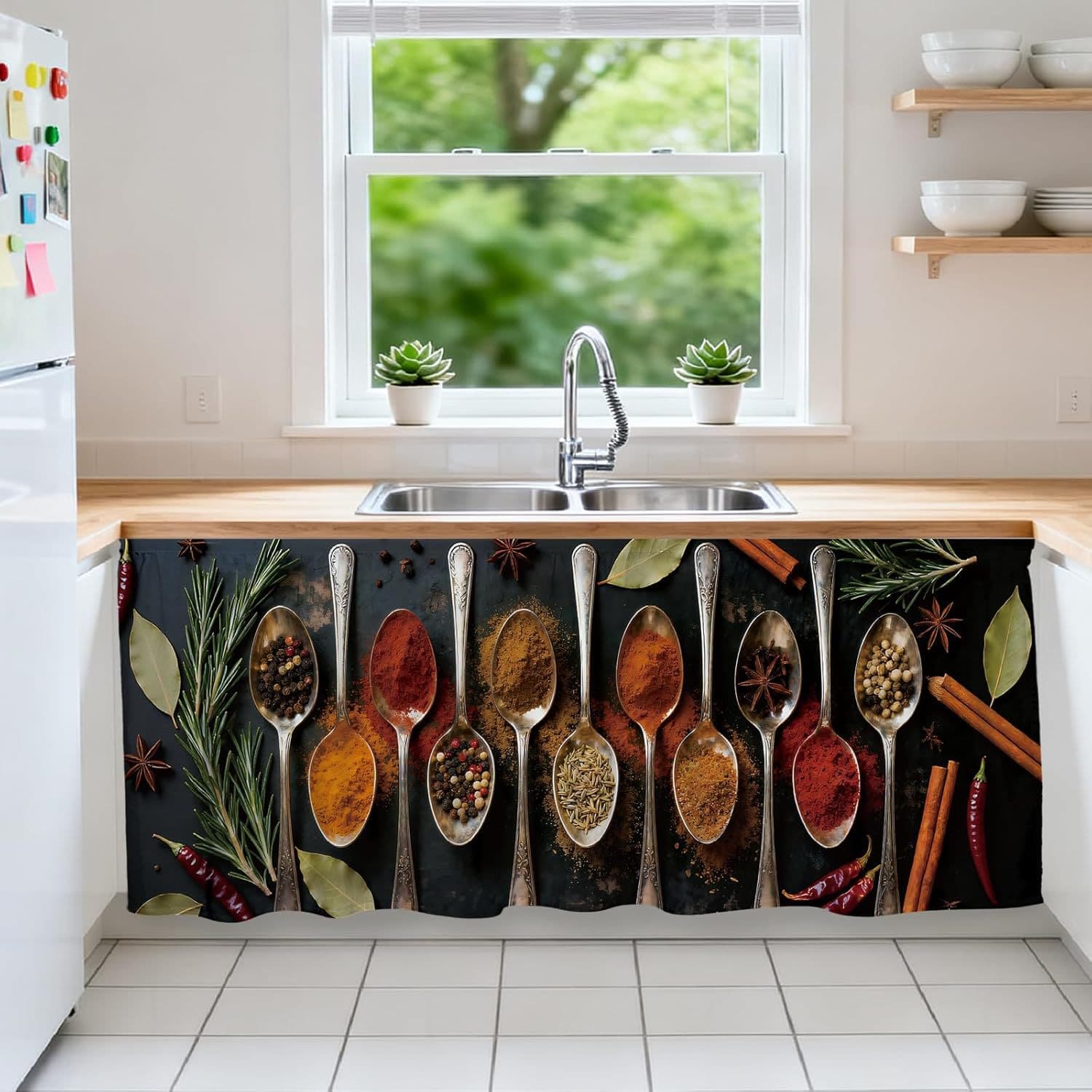 Amazon New Sink Splash Guard Curtain, Multiple Colors, No-Drill Cabinet Curtain, Kitchen Curtain, Dust-Proof and Concealing Cabinet