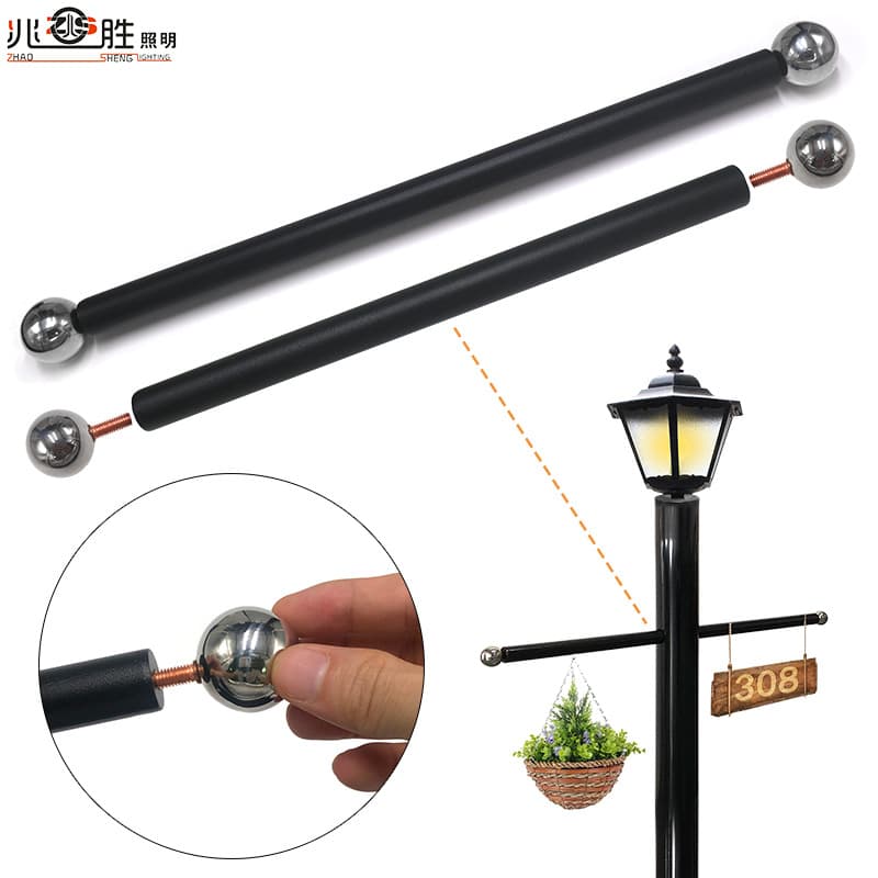 41CM Outdoor Light Pole Crossarm Ladder Stand - Hot Selling Black Metal Flagpole Crossbar for Courtyard Light Pole Crossarm Bracket