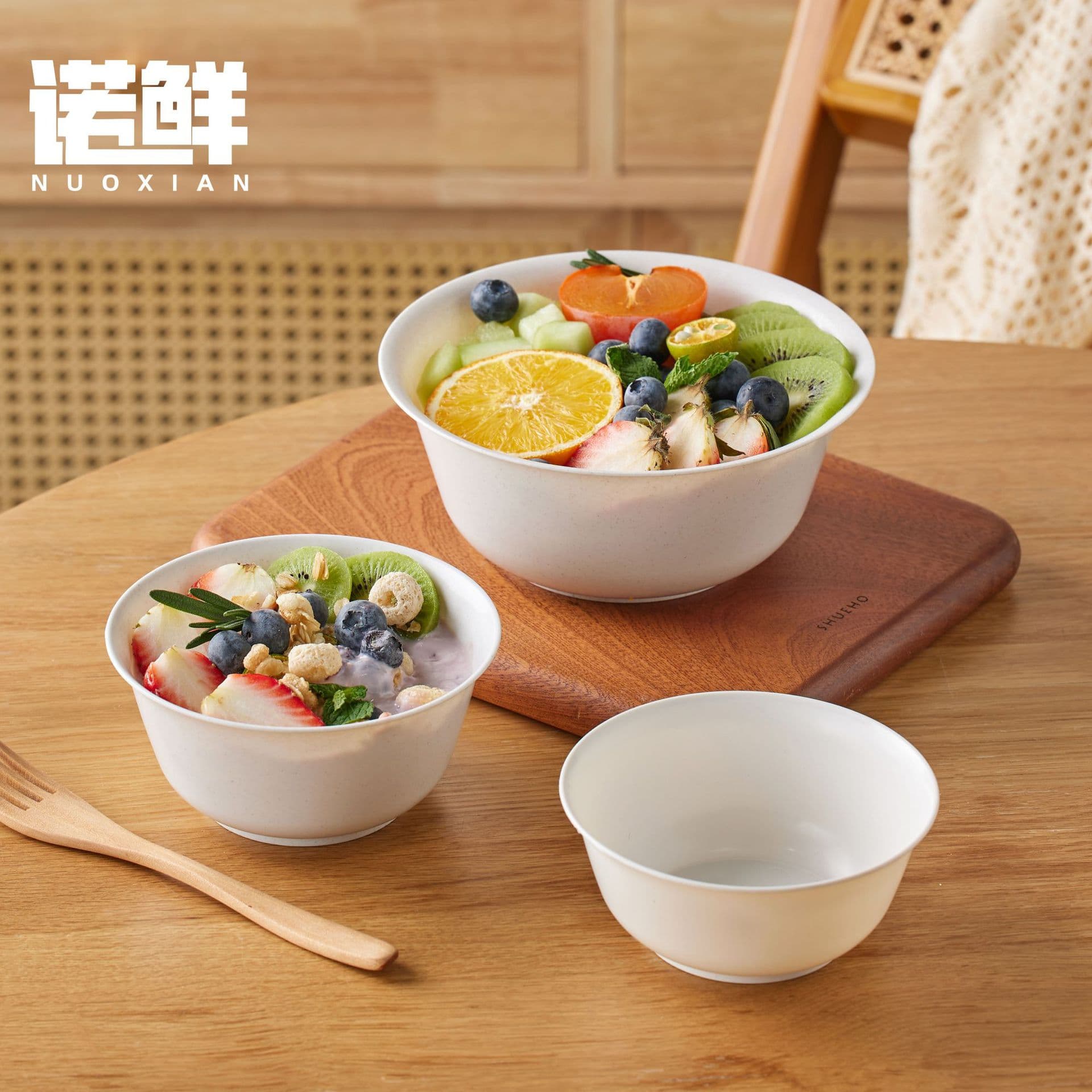 Rice husk disposable bowls, thickened food-grade household rice bowls, high-end heat-resistant camping hot pot and gathering commercial bowls