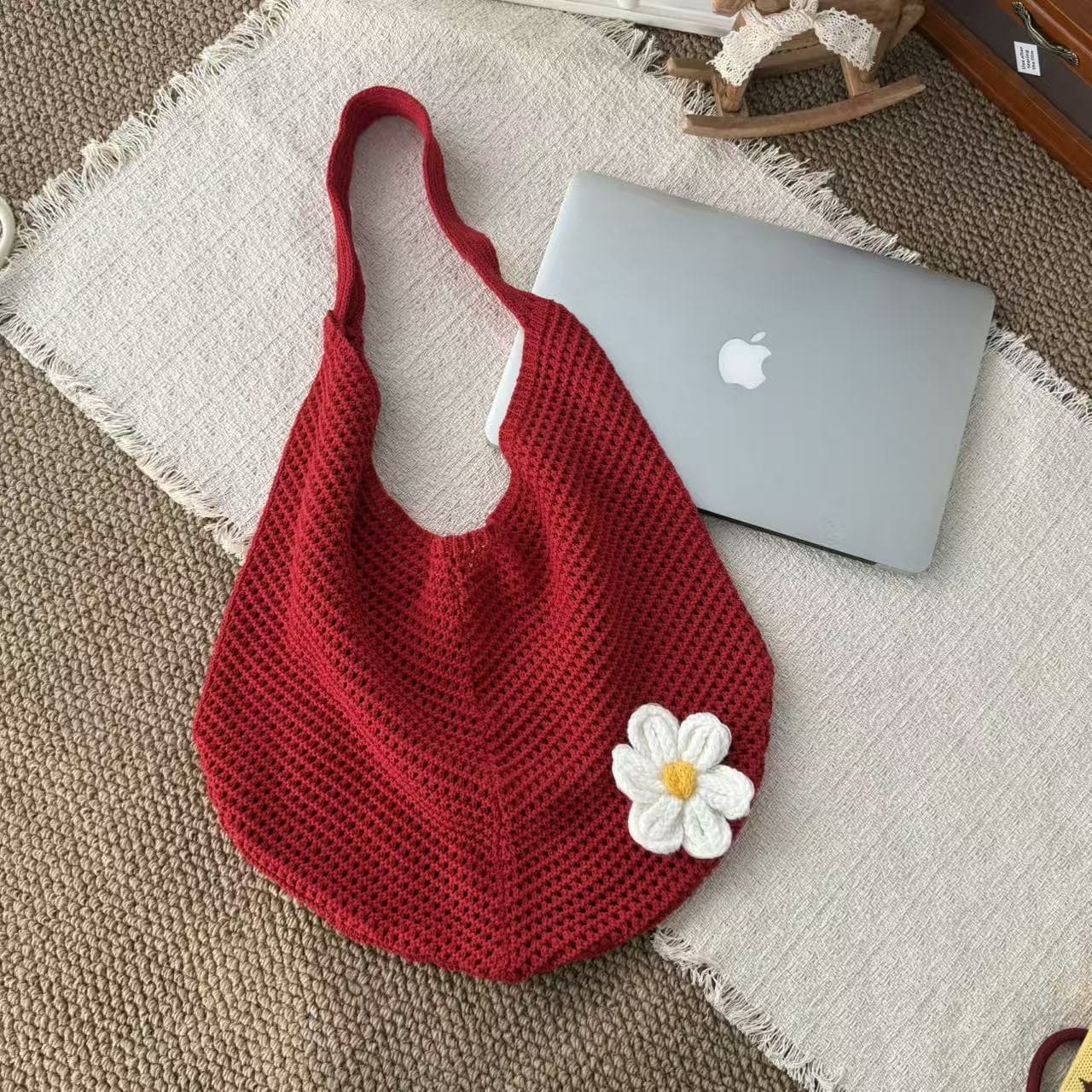 Lazy Tote High Quality Beach Bag Women's 2025 New Knitted Woven Single Shoulder Lazy Style Seaside Vacation Bag