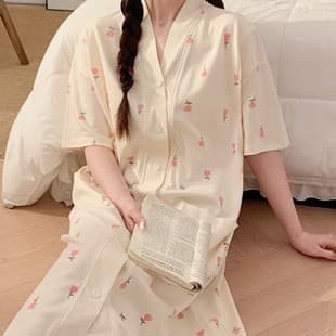 Nursing Nightgown Summer Cotton, Nursing Top, Summer Going-Out, Postpartum Maternity Dress, Pregnancy Feeding Clothes