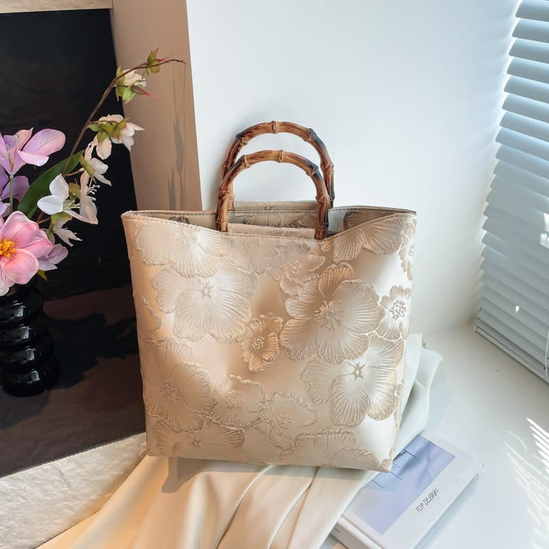 High-looking bags for women cross-border new style Chinese style retro bamboo jacquard Hanfu large capacity tote handbag