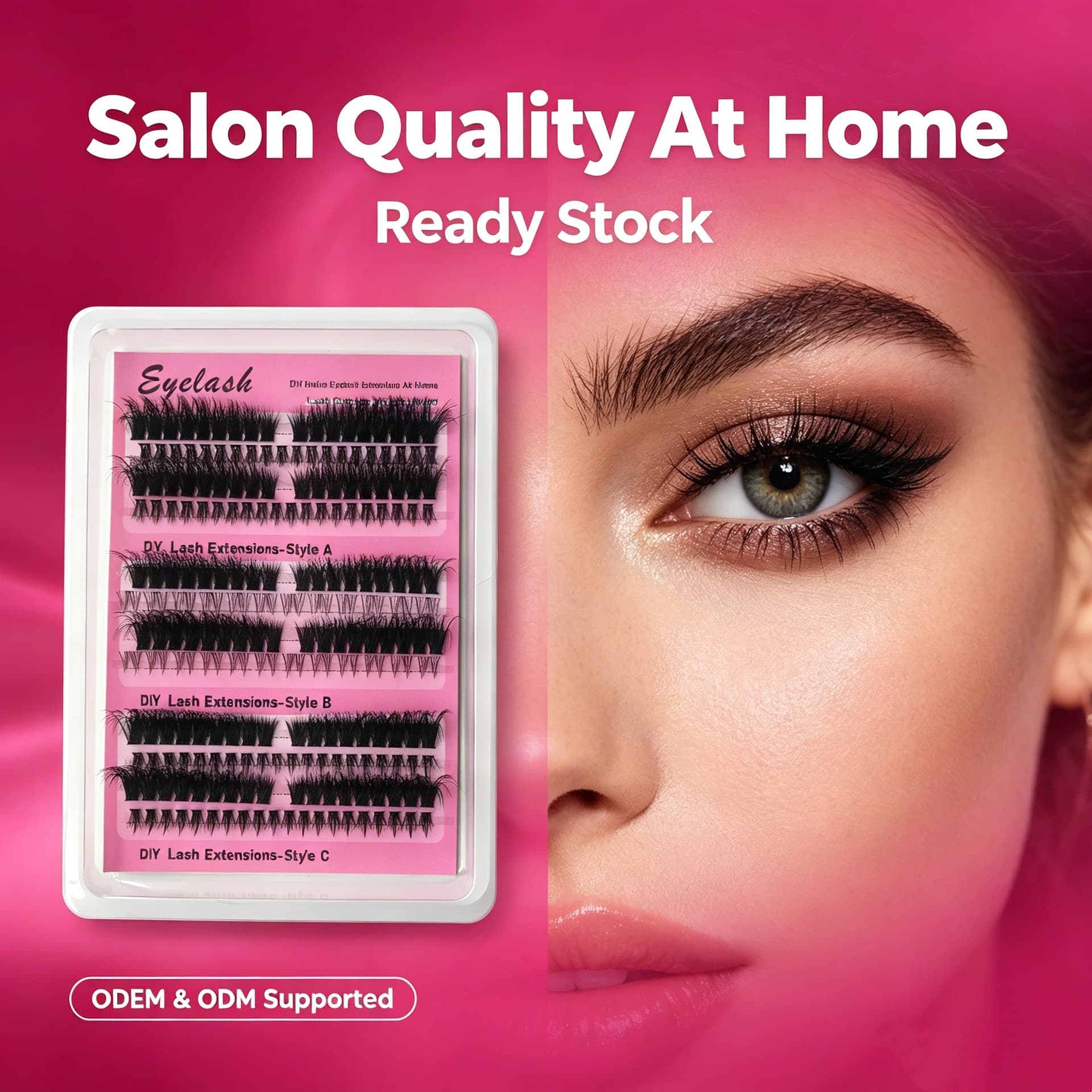 Cross-border DIY Self-lash Extension Bottom Spike Lashes Thick Cat Eye Mixed Curled Segmented Lashes