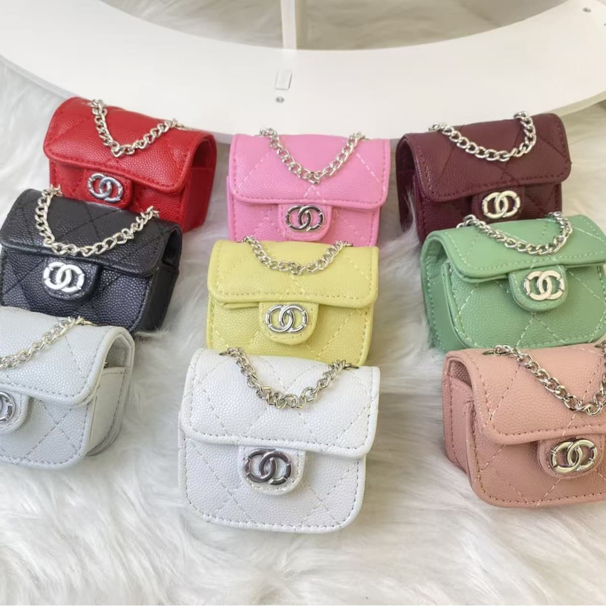 Compact Earphone Case Wireless Bluetooth Earbud Protective Cover Chain-Style Portable Mini Crossbody Bag Pendant
