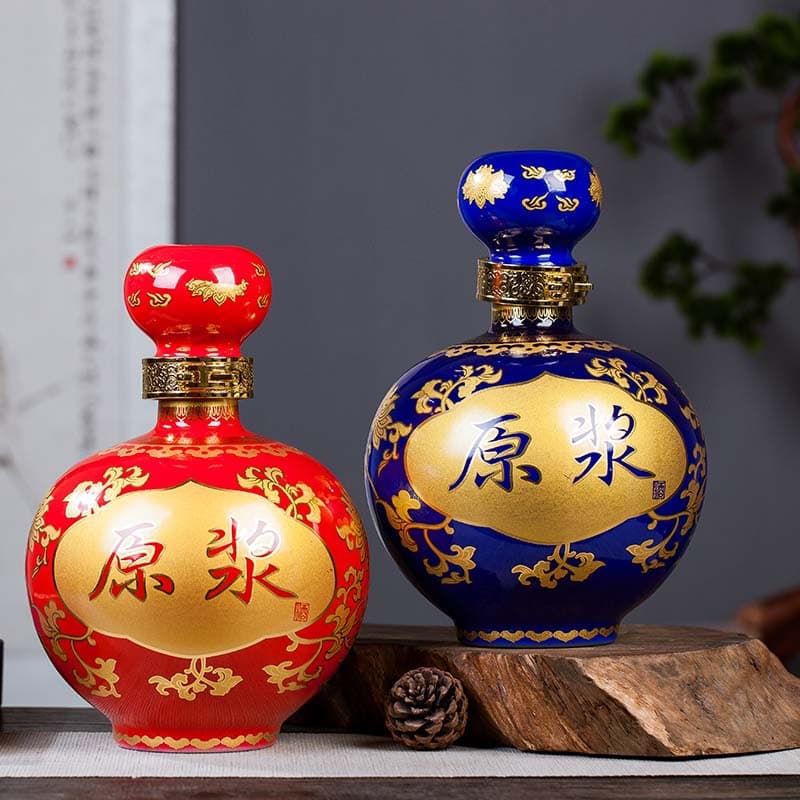 Jingdezhen Ceramic Wine Jar 3/5 Jin Household Antique-style Storage Wine Pot Empty Bottle, High-end Sealed Pickling Wine Vat Wine Tank