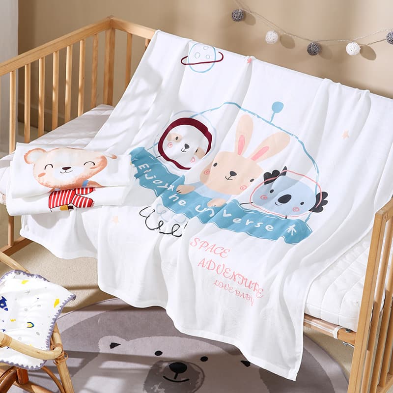 Baby Double-Layer Bamboo Fiber Gauze Blanket Summer Cool Quilt Ice Silk Blanket Thin Baby Children Bamboo Fiber Air Conditioning Blanket