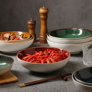 Ceramic Cold Dish Bowl Hotel Appetizer Bowl Soup Bowl Noodle Bowl New Chinese Style Ceramic Bowl Underglaze Color Stir-fry Bowl