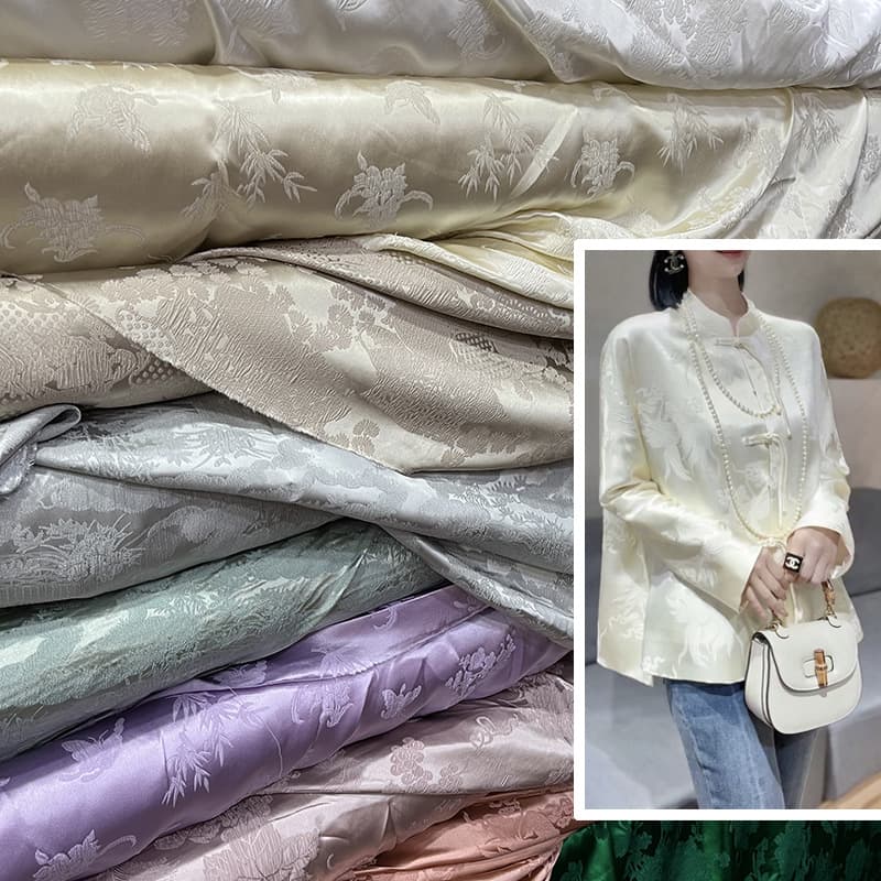 Silk Stretch Jacquard Crown Joy Crepe Multi-color Blouse Outerwear Garment Fabric Cheongsam New Chinese Style National Style Cloth