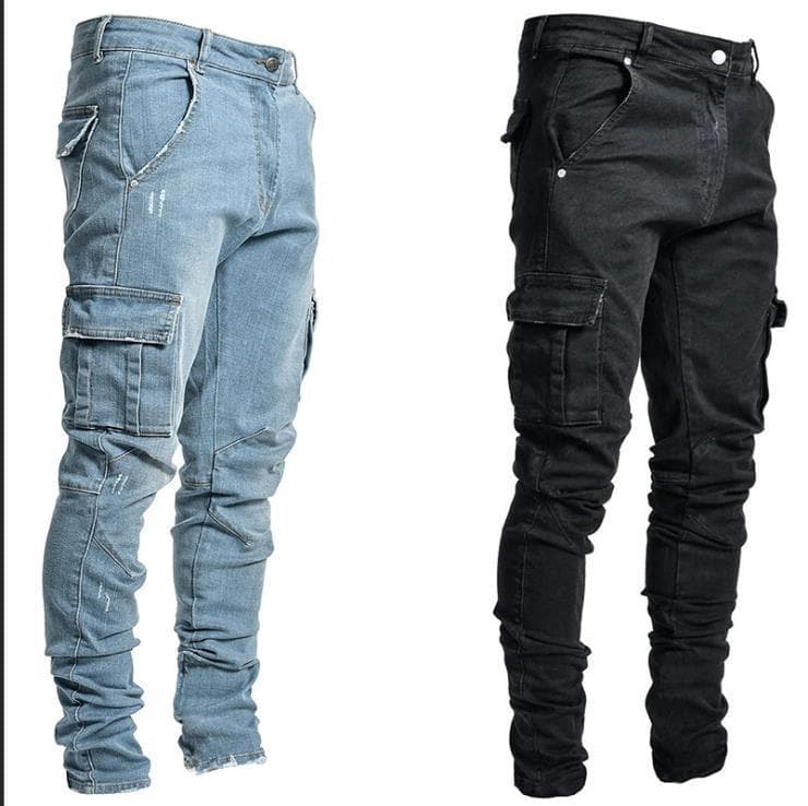 In-Stock 2021 European and American Cross-Border New Men's Jeans with Side Pockets and Slim Fit Nk388
