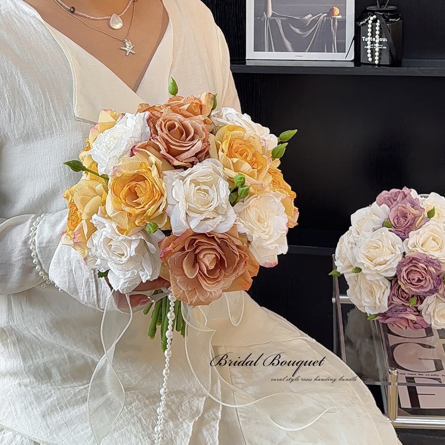 Cross-border Best-selling Rose Bouquet for Wedding and Marriage Certificate, Premium Artificial Flower Bouquet, Forest-style Bridesmaid Small Bouquet