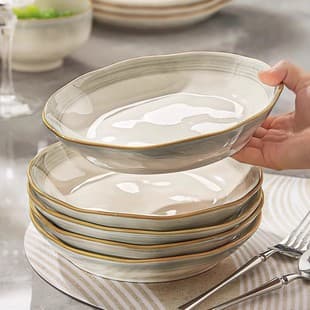 Premium 2025 New Style Ceramic Dinner Plate Home Use Vegetable Plate Under-Glaze Deep Plate Light Luxury Dish Set Tableware