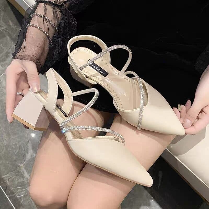 Women's Sandals Summer 2025 Block Heel Mid Heel New Closed Toe Fairy Style High Heel Matching Dress Versatile Fashion Women's Shoes