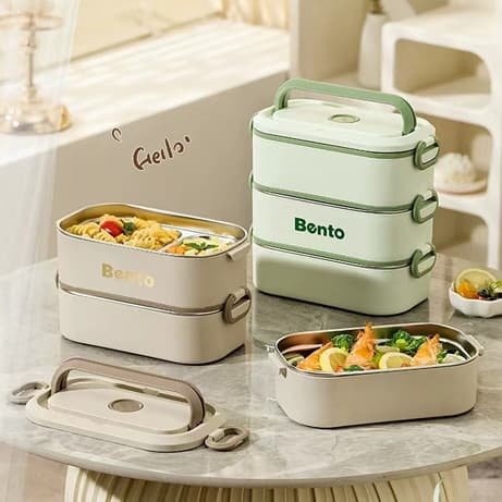 Large Capacity Stainless Steel Insulated Lunch Box Portable Heating Water-Filled Bento Box for Office Workers And Students