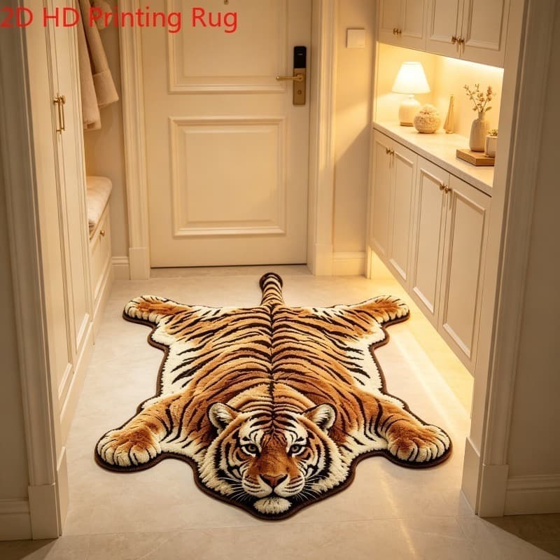 Cross-border Amazon Alien Tiger Velvet Doormat Soft Skin-Friendly Comfortable Entry Door Mat Living Room Coffee Table Rug