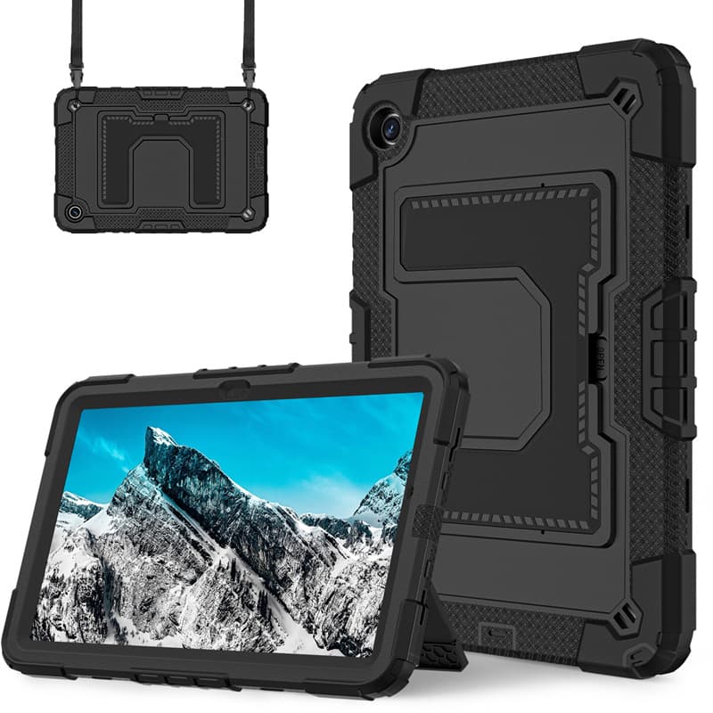 Two-tone PC Bumper Shockproof Drop-proof Tablet Case for Samsung Tab A9 Plus, Samsung S9/S9FE with Strap and Pen Slot