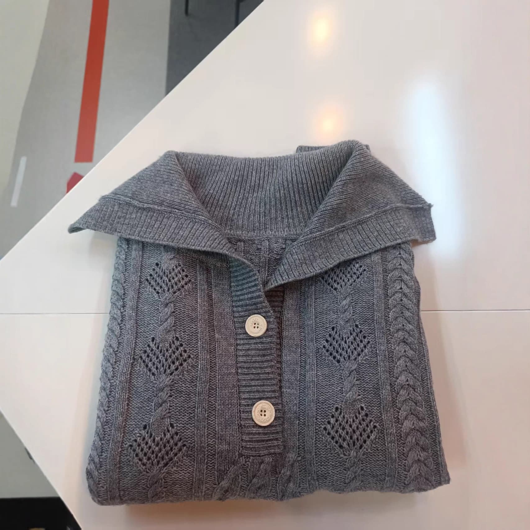【Custom】Early autumn retro knit thick needle pure hand crochet outerwear sweater cardigan factory small order knitting.