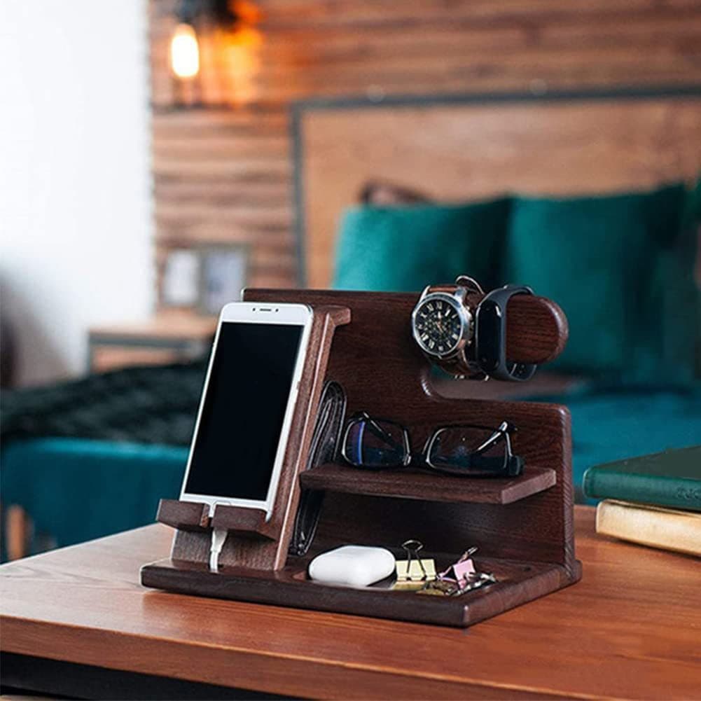 Wooden Mobile Phone Storage Rack Office Desktop Charging Stand Watch Multi-purpose Entrance Glasses Storage Rack