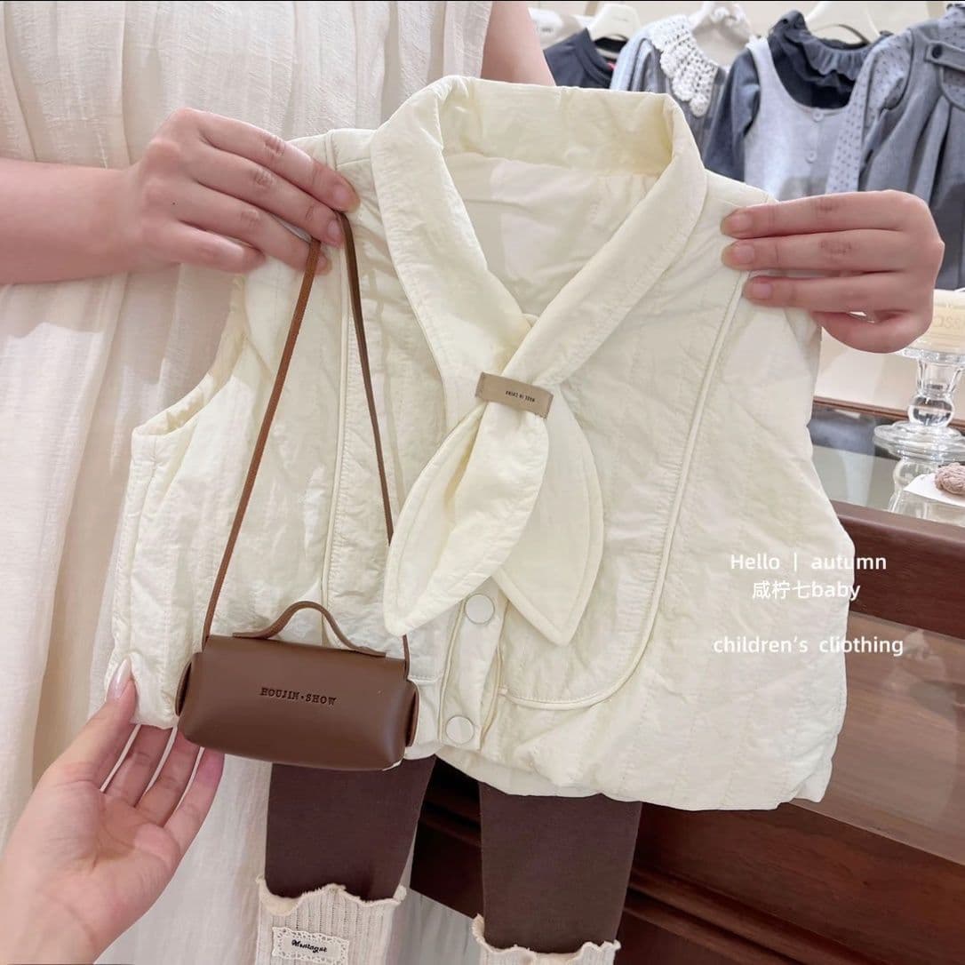 2025 Fall/Winter New Set Korean Kids Clothes Girls Padded Vest Loose Lantern Design Baby Girl Sleeveless