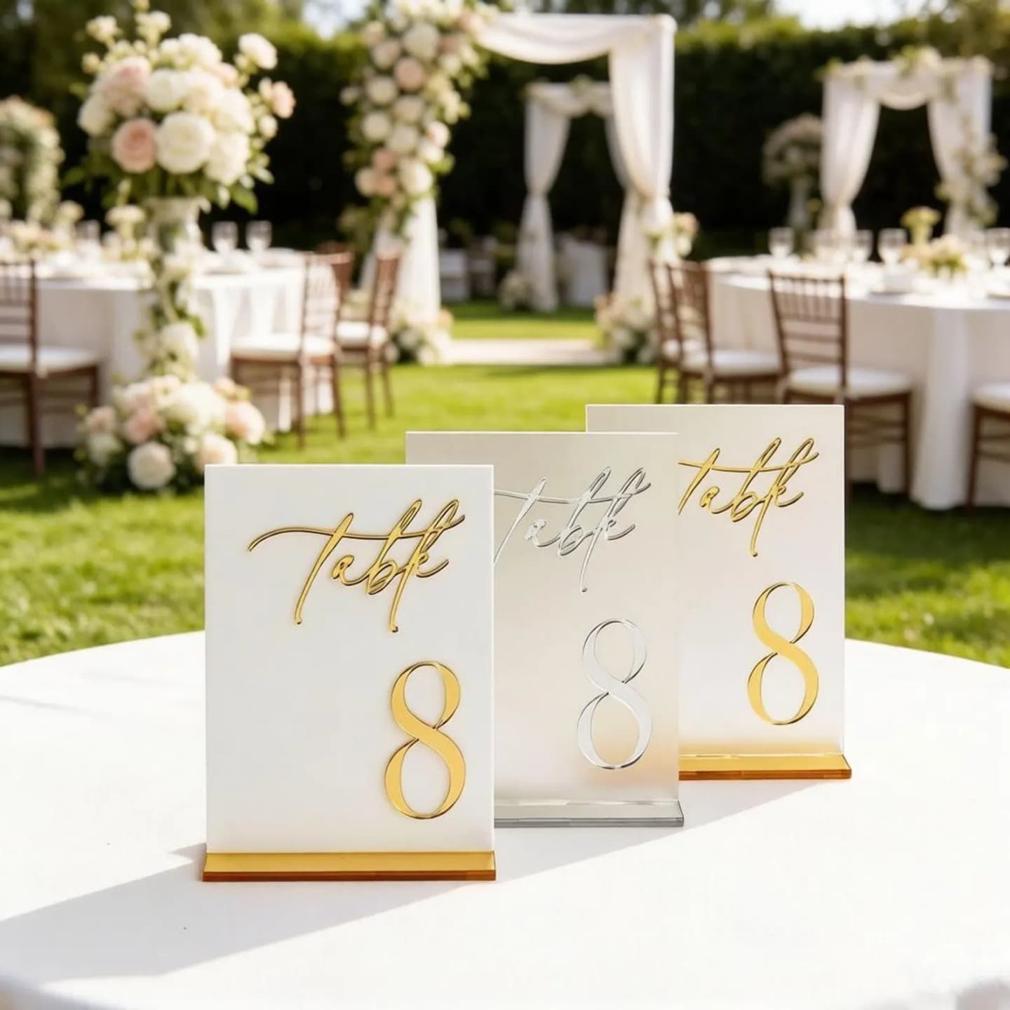 Custom Cross-Border Ins-Style Color-Printed Double-Layer Acrylic Wedding Tabletop Sign Modern Wedding Engagement Dining Table Decoration