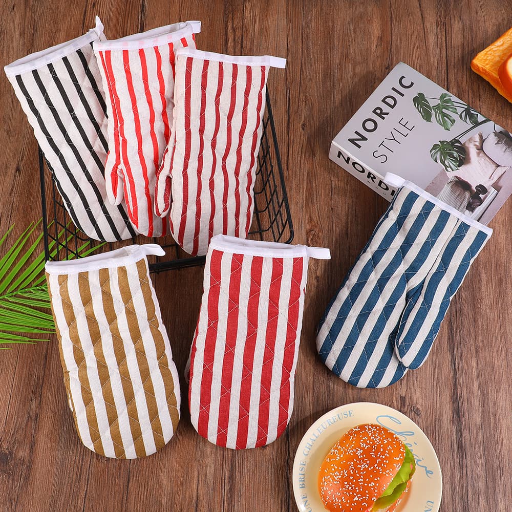Thickened Cotton-Linen Mother-Child Oven Mitts, Heat-Resistant and High-Temperature Proof, Baking Oven Gloves Wholesale