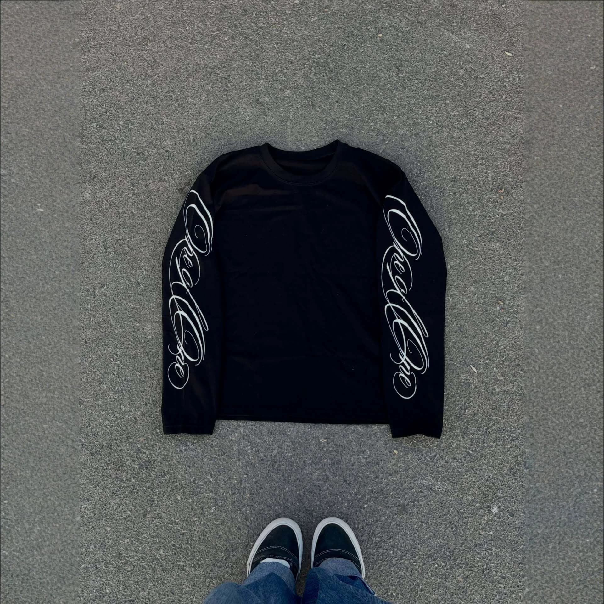 Y2K Dark Punk Gothic Streetwear American Retro Graphic Print Loose Crewneck Pullover Casual Long Sleeve T-Shirt