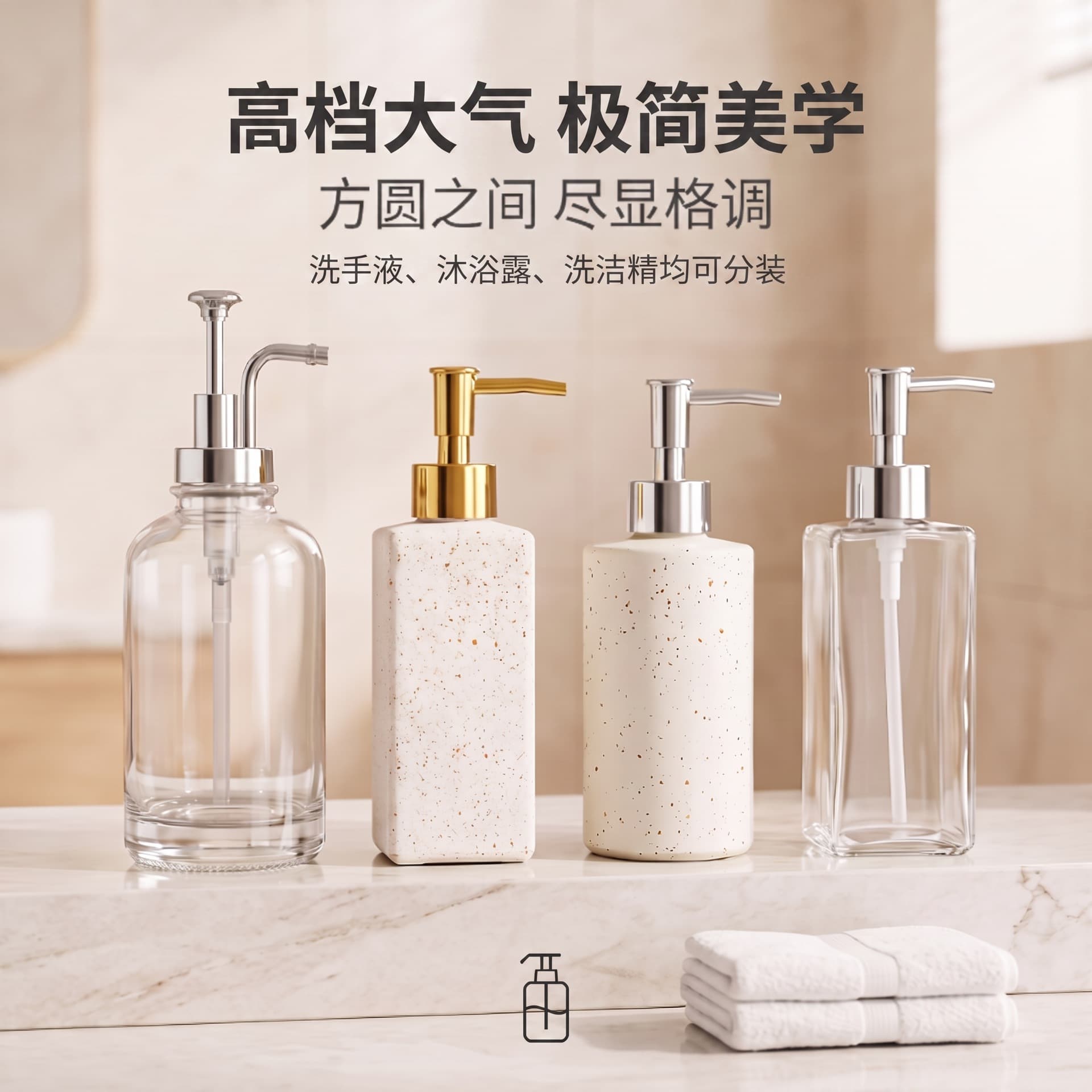 Press hand sanitizer bottle, hotel bathroom conditioner, shampoo bottle, high-end shower gel lotion empty bottle