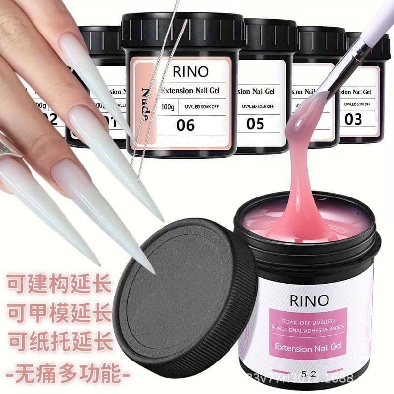 Painless Builder Extension Gel Nail 6-in-1 High Hardness Nude Color UV Gel Paper Holder Nail Form Quick Extension Gel
