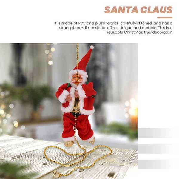 1 Piece As Shown Plastic + Fabric Santa Claus Climbing Rope Decoration Electric Automatic Plush Doll Toy for Home Wall