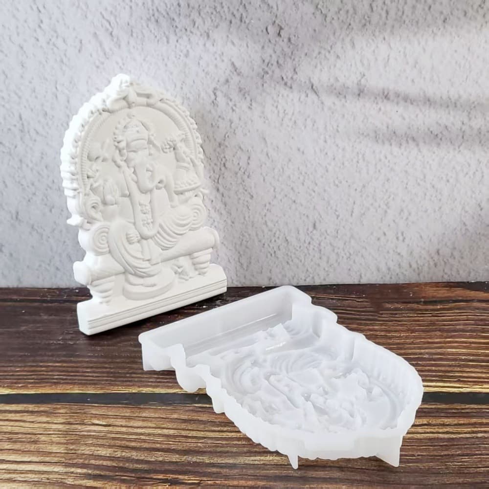 S2086 Ganesha Semi-3D Wall Hanging Decorative Cement Plaster Mold DIY Silicone Mold