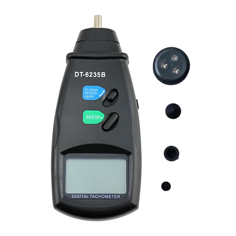 Motor speed tester contact tachometer, line speed tachometer, fan blade tachometer LCD display DT6235B digital.