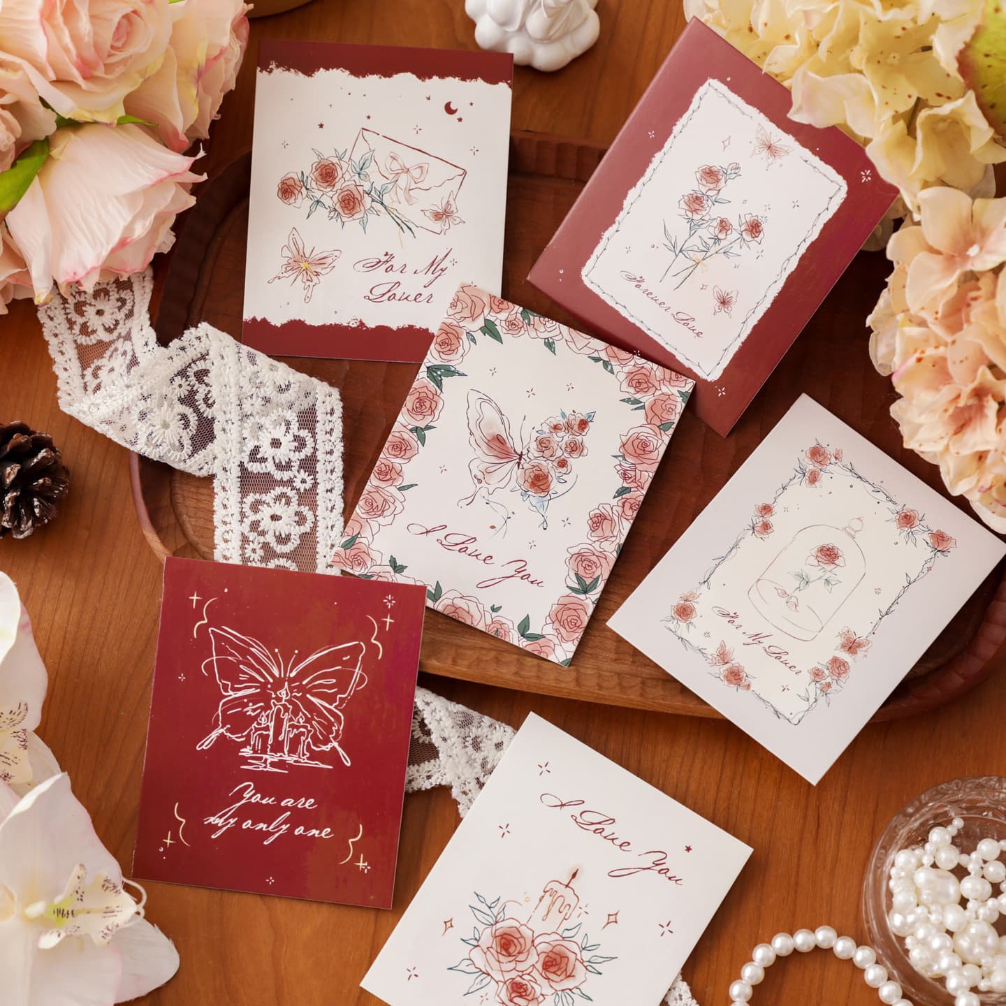 Valentine's Day Greeting Card Romantic Rose Handwritten Message Card High Appearance Ins Style Confession Blessing Commemorative Graduation Card