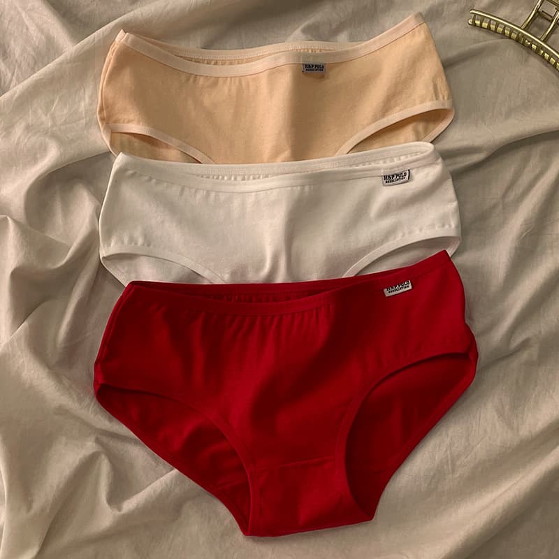 Women's Cotton Underwear Wholesale A001 Solid Color Teen Red Low-Rise Triangle Panties Cotton Female Students