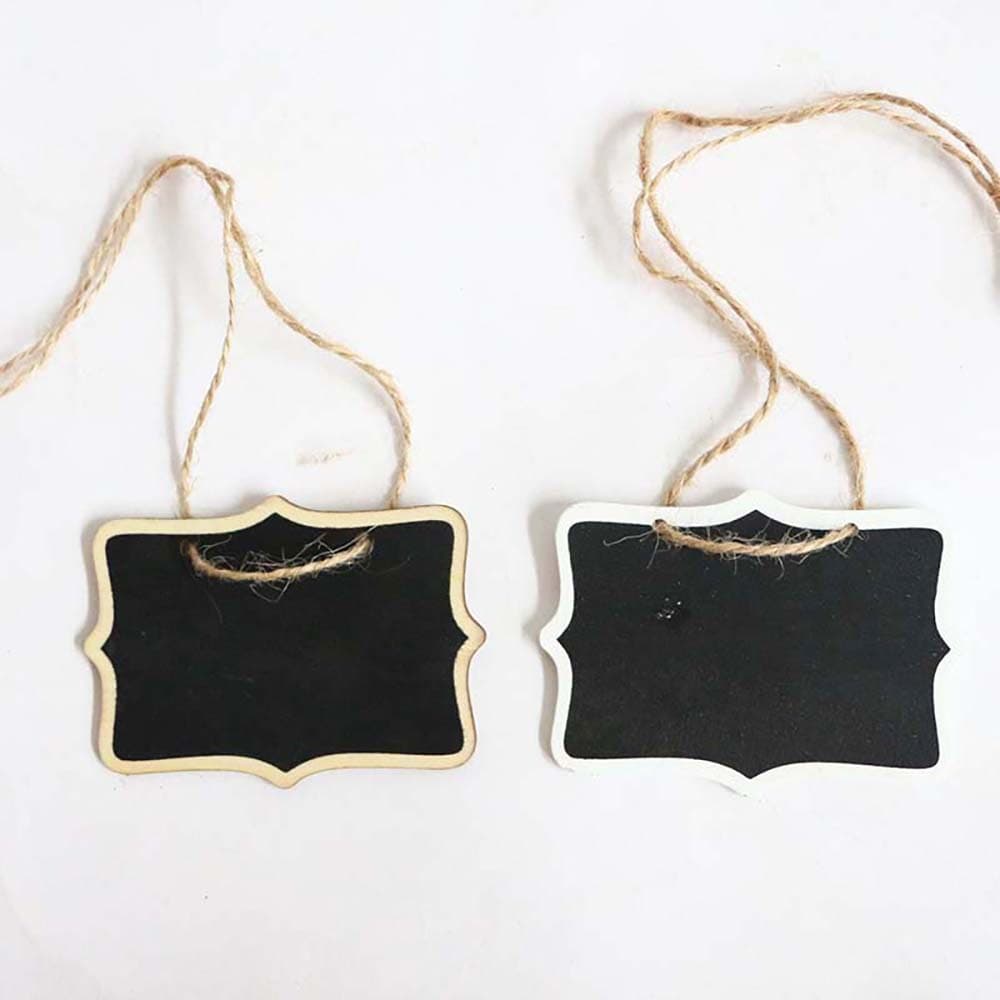 Mini Chalkboard with Decorative Edges for Children, White Double-Sided Wooden Display Board, Hanging Restaurant Shop Advertising Sign