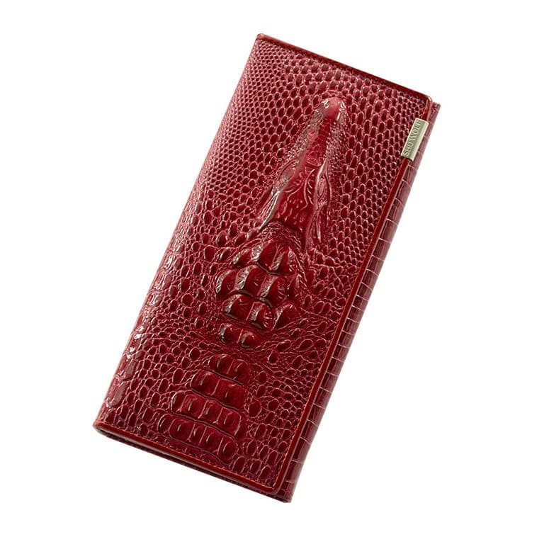 Large Capacity Long Zipper Pattern Crocodile Print Wallet For Women Genuine Leather Handheld Bag Fashionable Ladies Purse