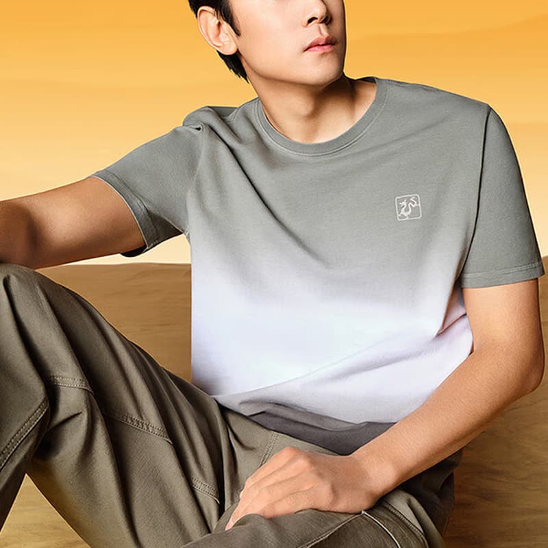 Sea cut label pure cotton T-shirt men's summer thin fashion gradient printed casual half-sleeved T-shirt men 2W043 spot